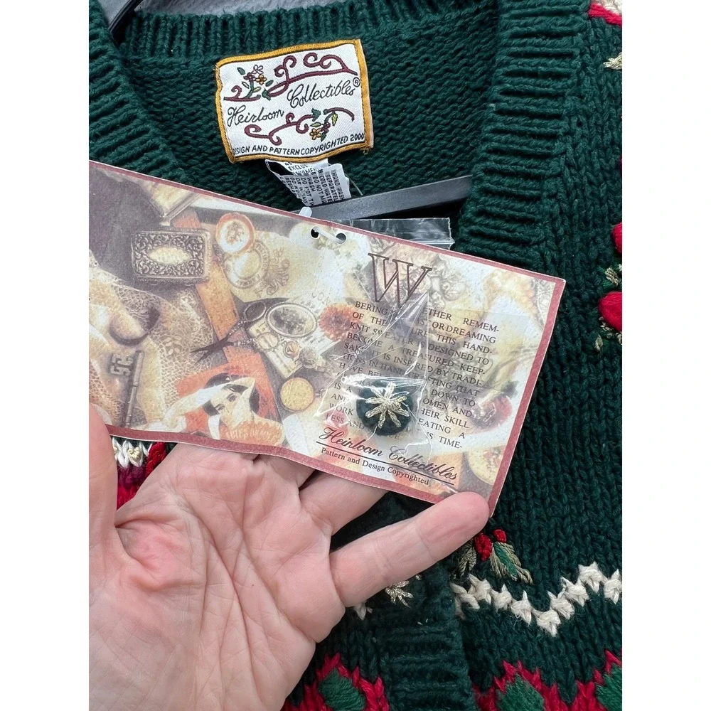 Heirloom Collectibles Sweater Womens L VTG Christmas Vest Green Tree NWT - Picture 7 of 11